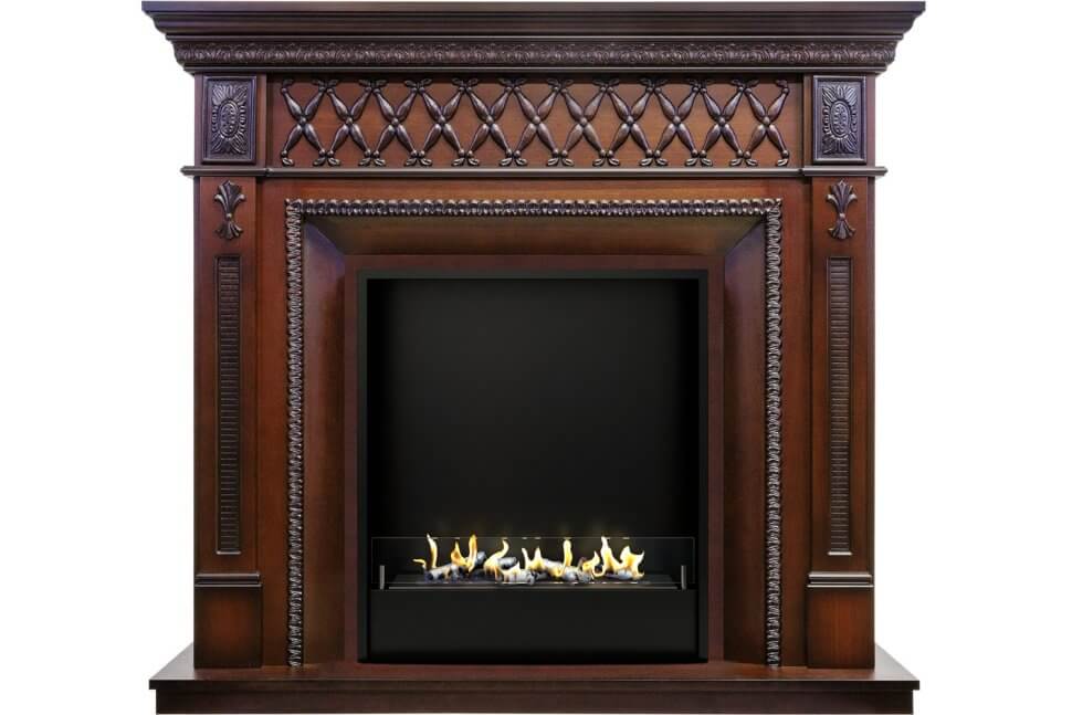 Биокамин в портале Firezo Alexandria махагон коричневый антик, стандарт